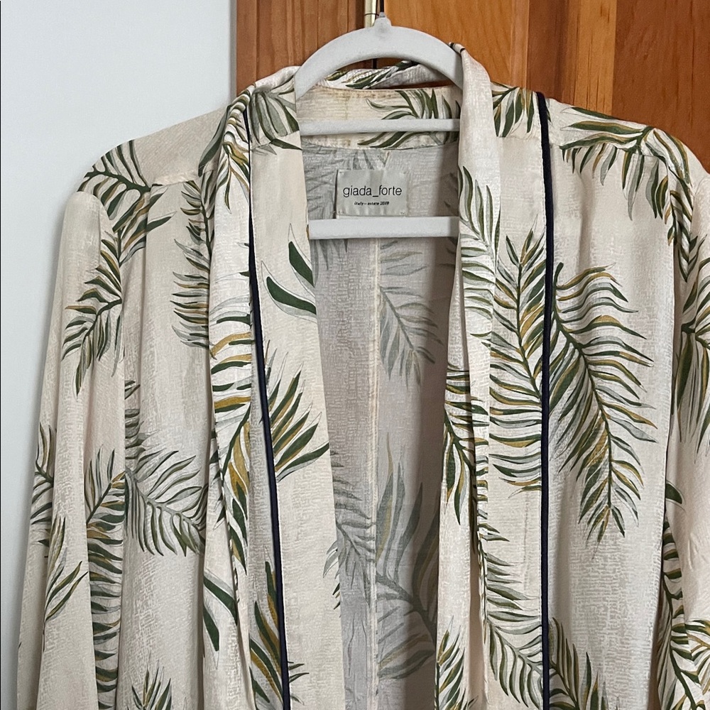 Leaf Print Open Cardigan - Picture 3 of 8